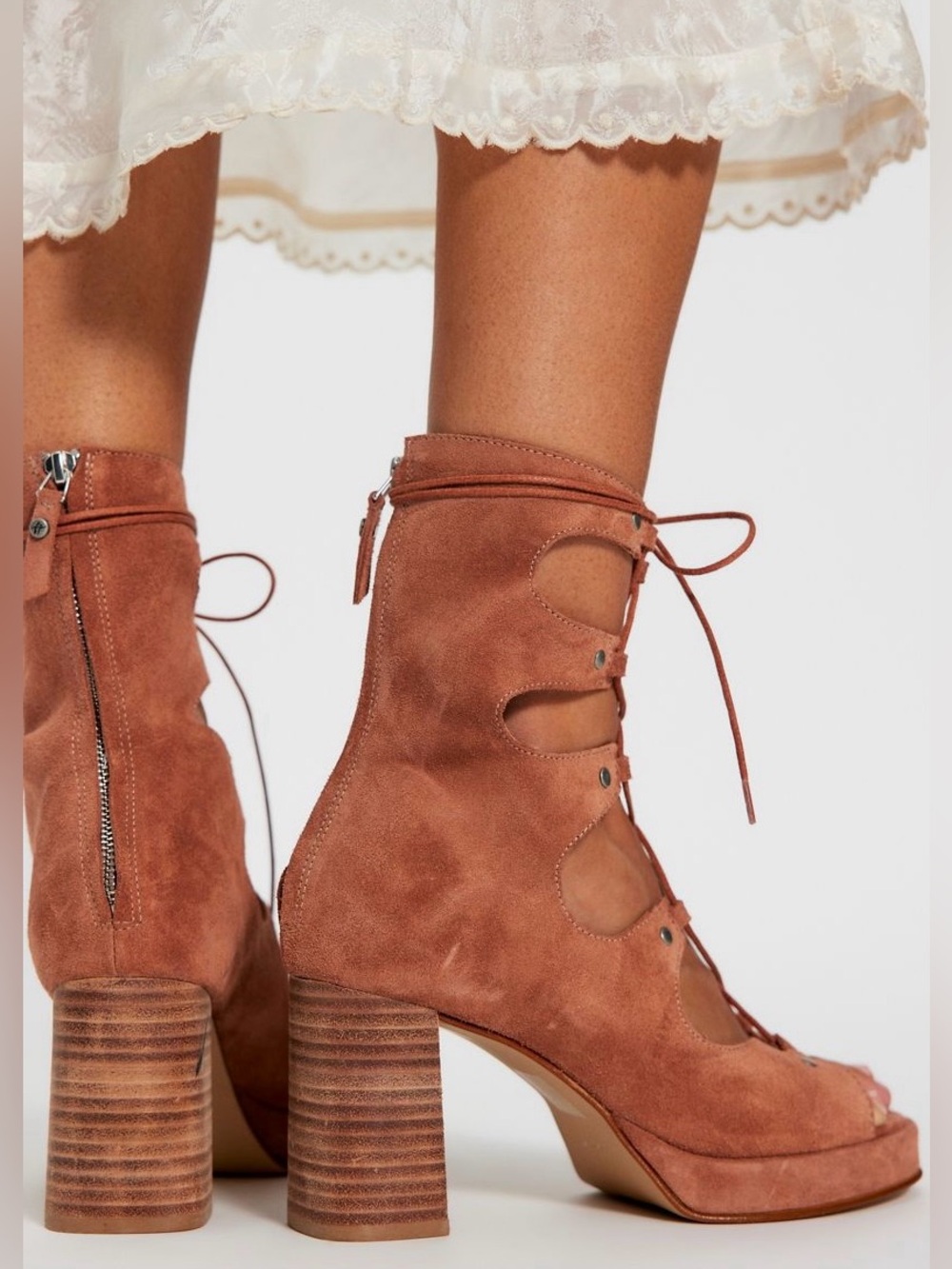 Free People Collection ~ Markie Lace-Up Platforms ~ Deep Sand ~ SZ- 9 ~ NWT*** - Picture 13 of 15